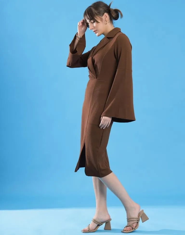 Brown Lycra Plain Dress