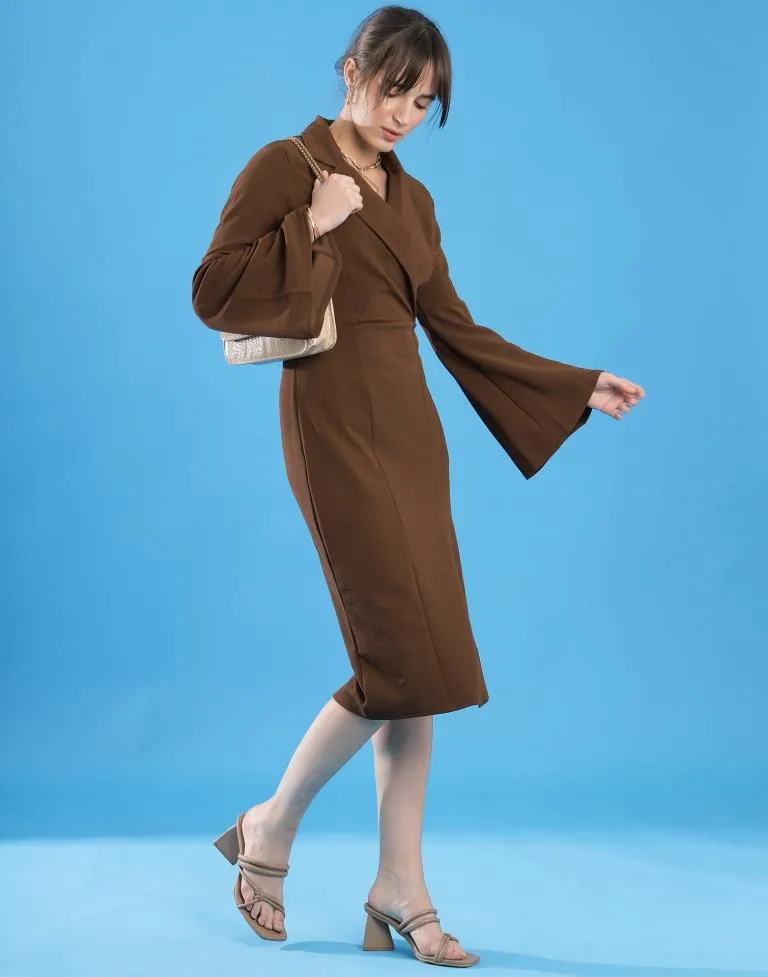 Brown Lycra Plain Dress