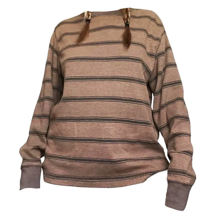 Brown Striped Longsleeve Top