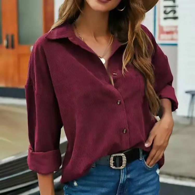 Casual Button Down Bend Down Collar Shirt Top