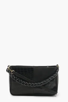 Chunky Chain Croc Patch Shoulder Bag