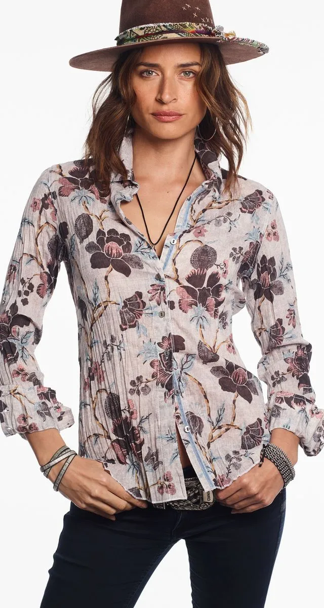 Cino Souk Floral  Button Down Shirt Off White