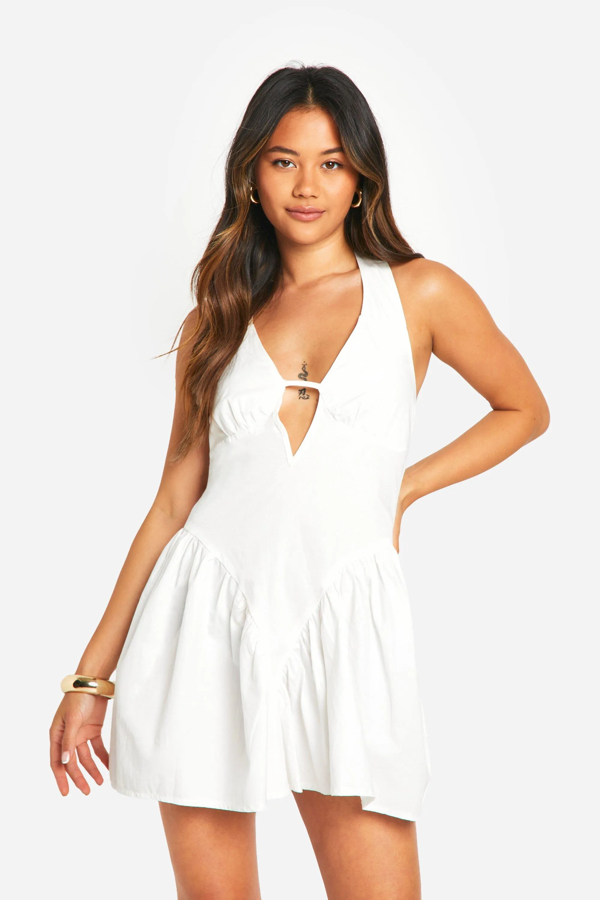 Cotton Dropped Waist Corset Mini Dress