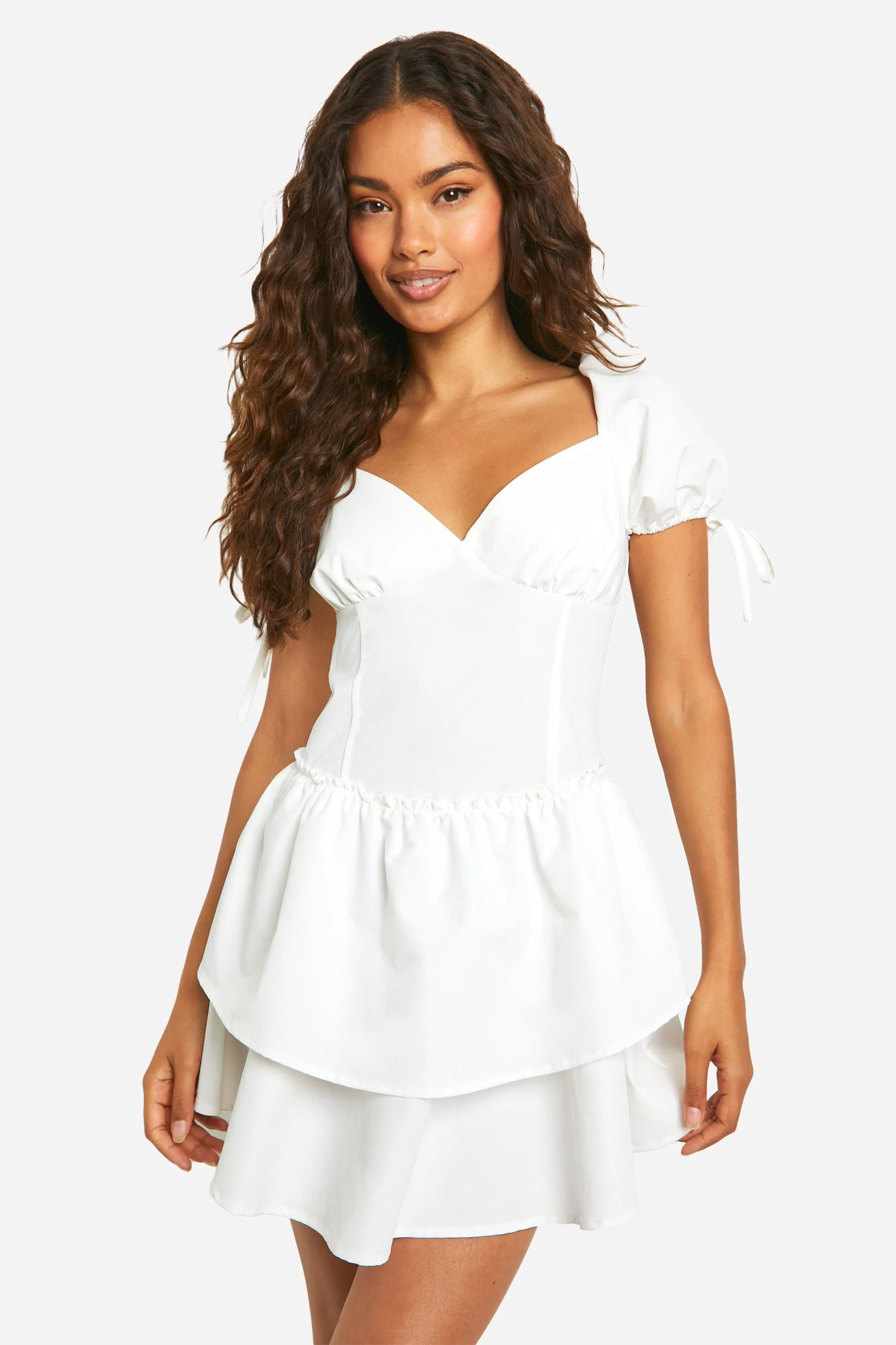 Cotton Puff Sleeve Smock Mini Dress