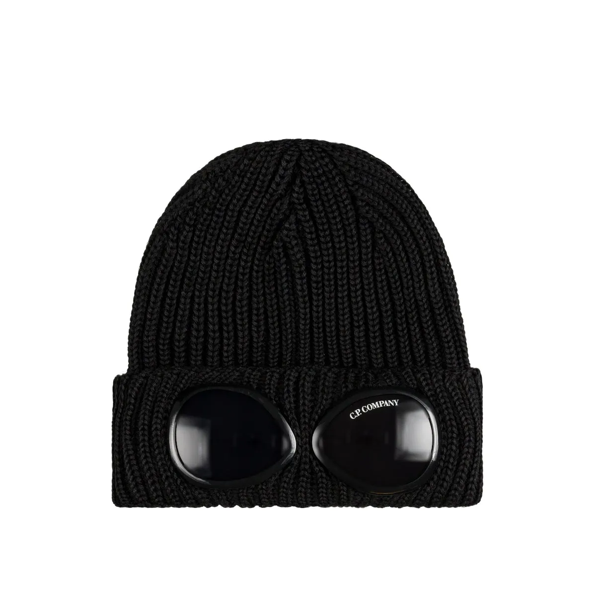 C.P. Company Extra Fine Merino Wool Goggle Beanie Black