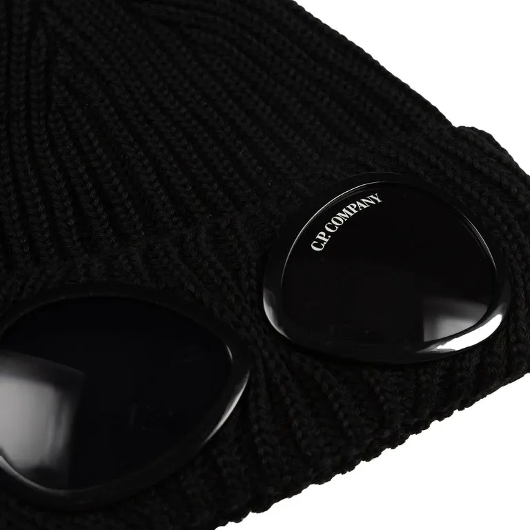 C.P. Company Extra Fine Merino Wool Goggle Beanie Black