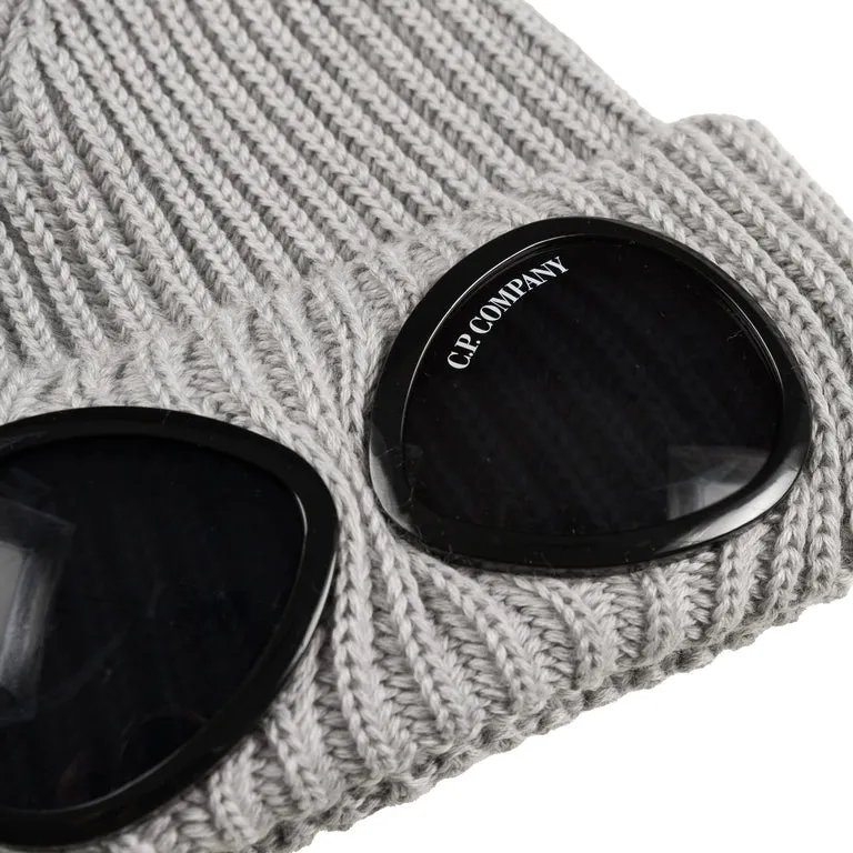 C.P. Company Extra Fine Merino Wool Goggle Beanie Moon Melange