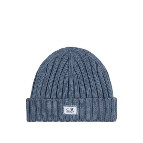 C.P. Company Extra Fine Merino Wool Logo Beanie Flint Stone