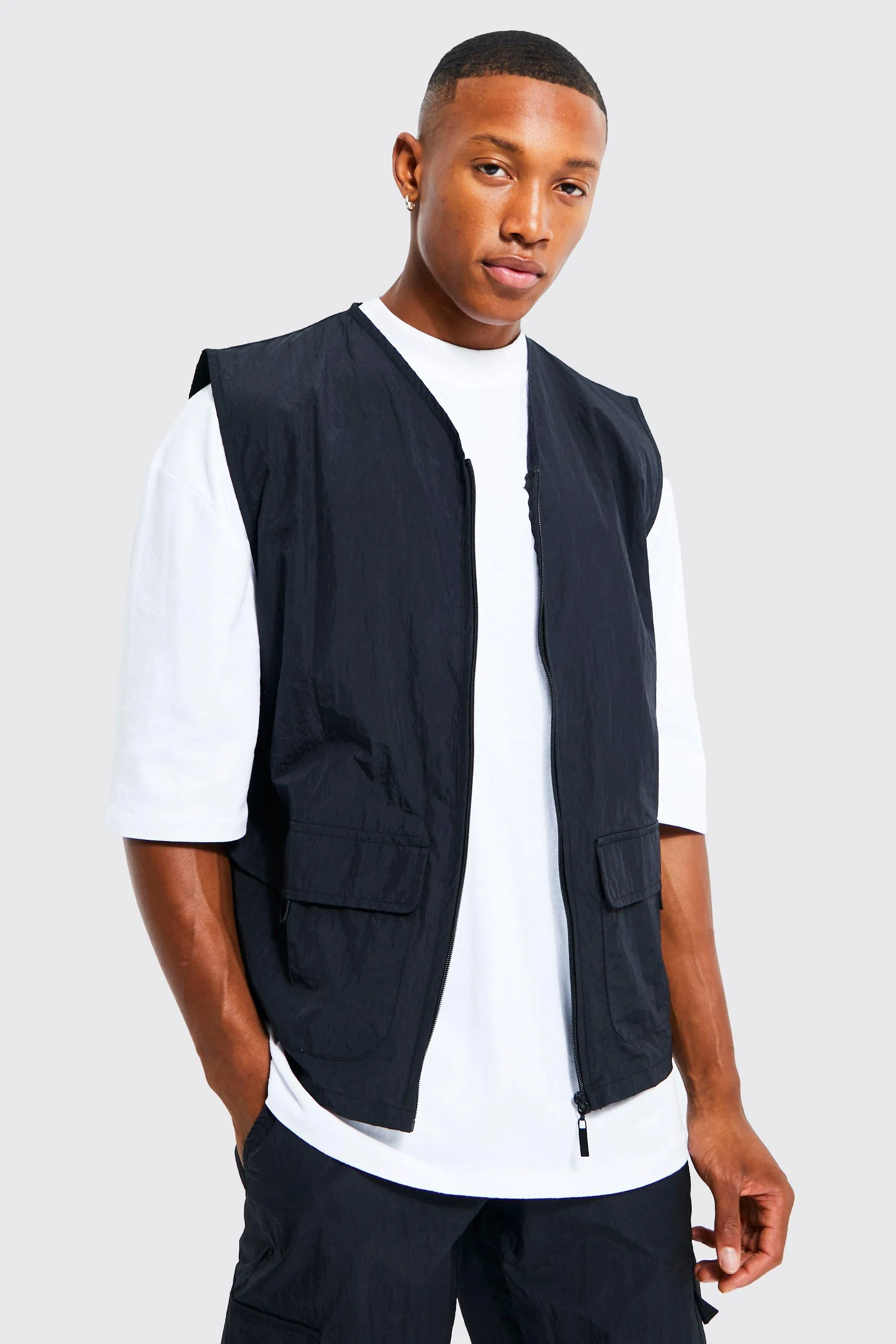 Crinkle Nylon 4 Pocket Utility Vest