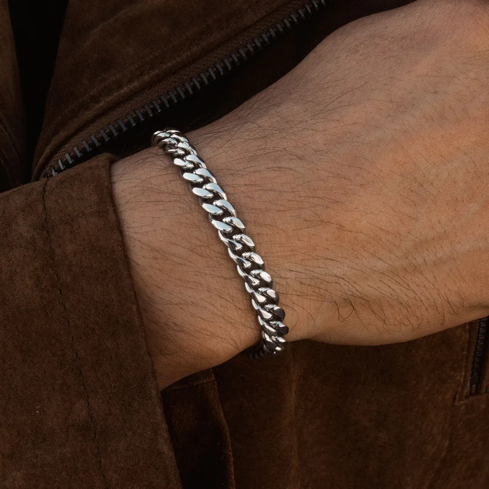 Cuban Link Bracelet (6mm) White Gold