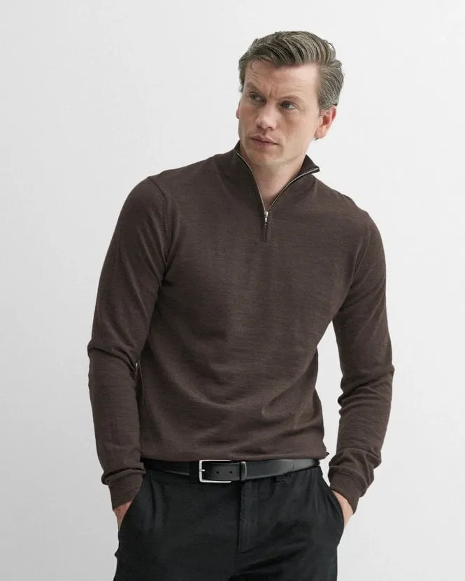 Curragh Mens 1/4 Zip Funnel Neck Merino Wool Jumper