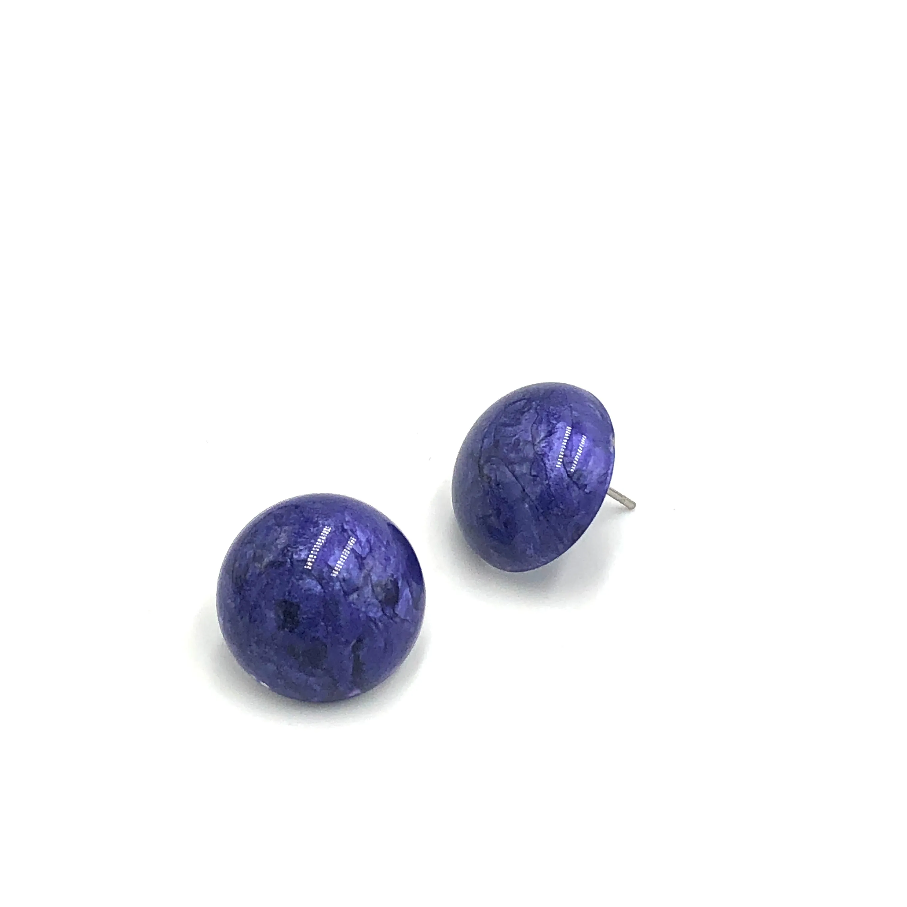 Deep Purple Capiz Lucite Stud Earrings *