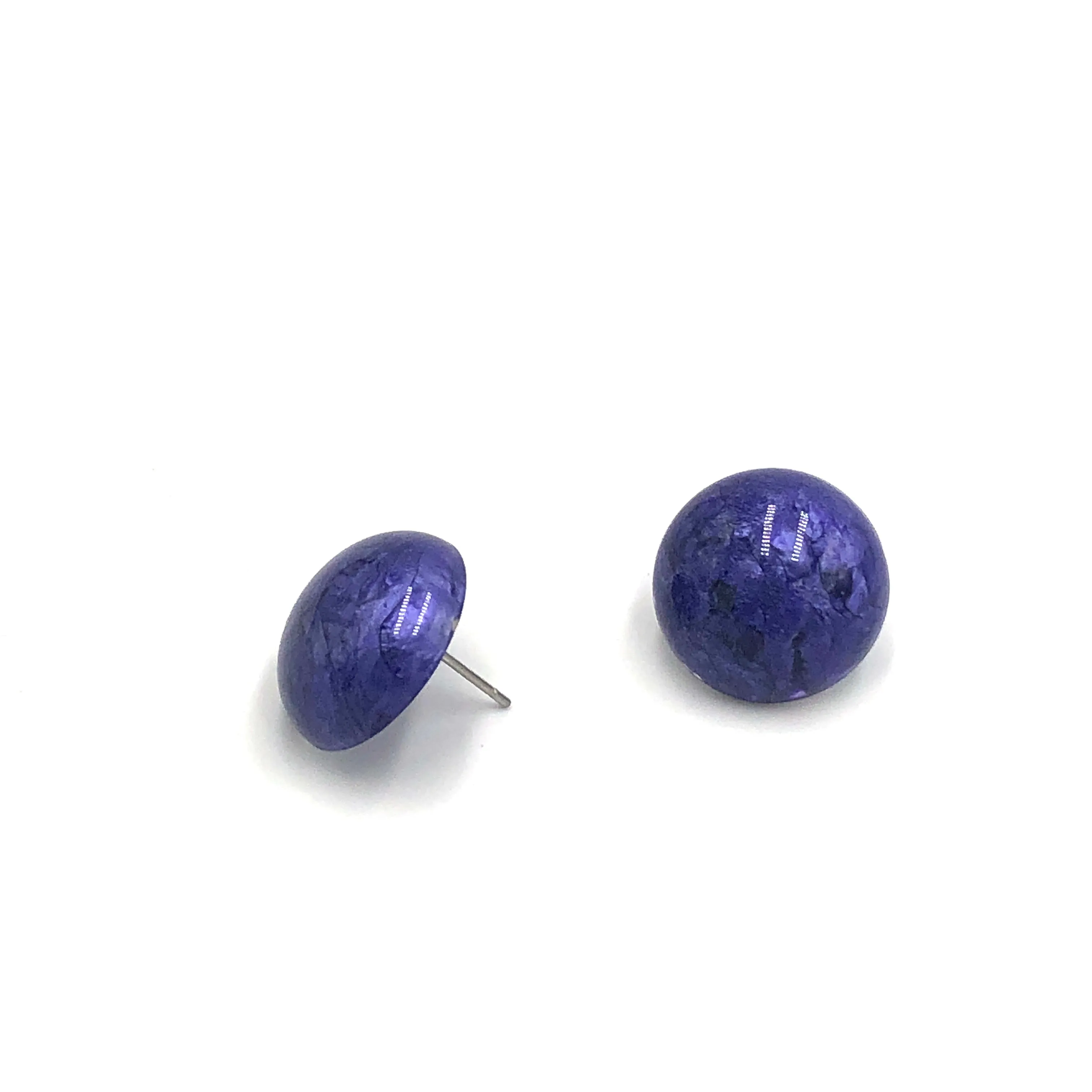 Deep Purple Capiz Lucite Stud Earrings *