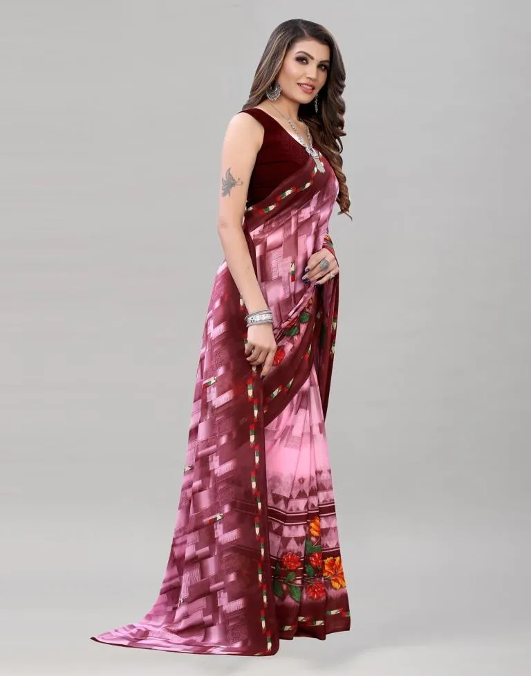 Desirable Pink Printed Saree