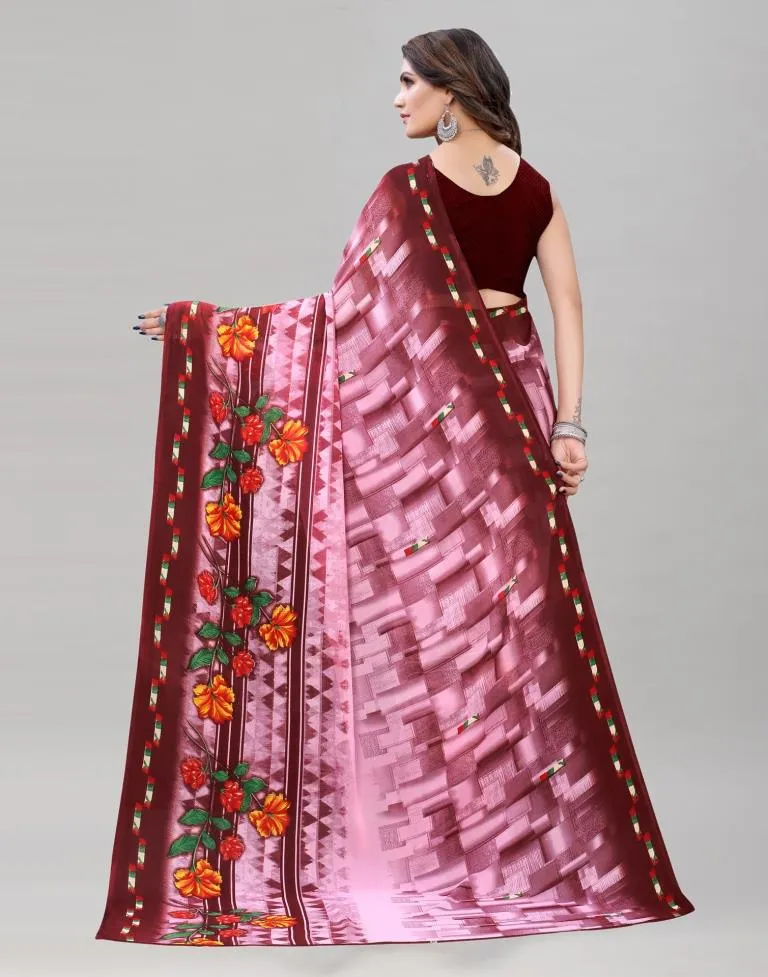 Desirable Pink Printed Saree