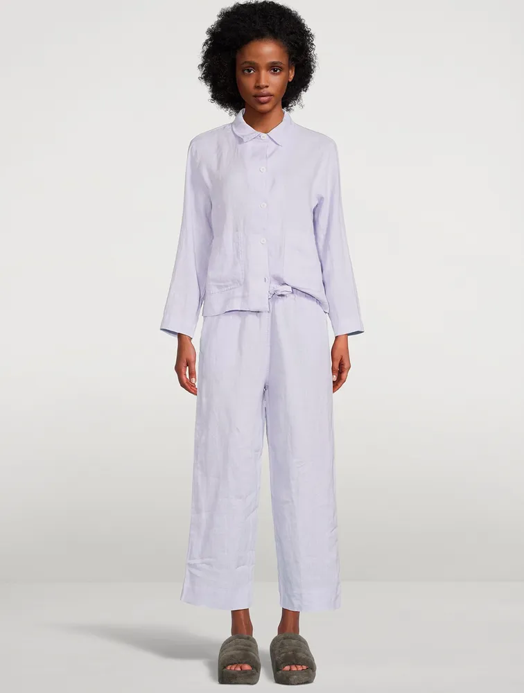 DESMOND DEMPSEY Linen Pocket Pajama Set