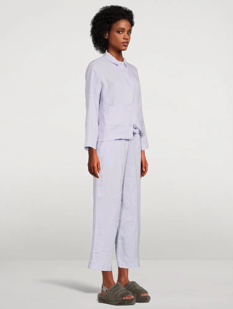 DESMOND DEMPSEY Linen Pocket Pajama Set