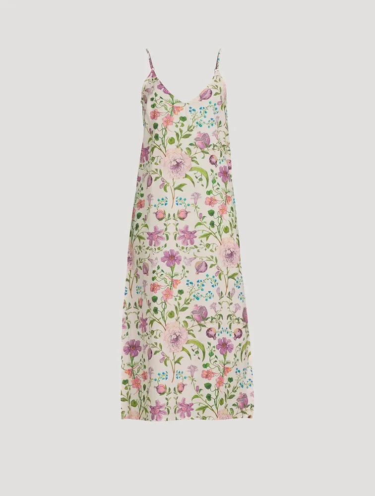 DESMOND DEMPSEY Long Slip Nightie Persephone Floral Print