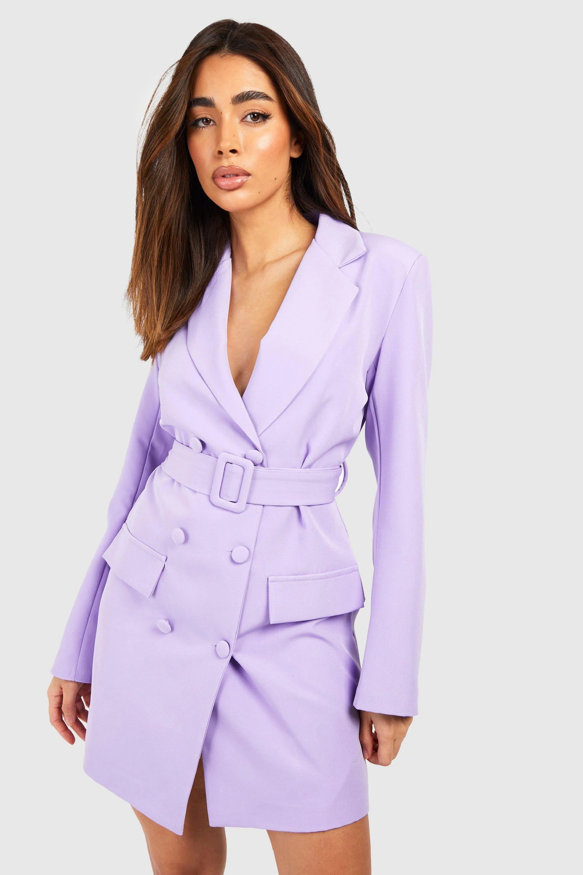 Double Breasted Belted Blazer Dress