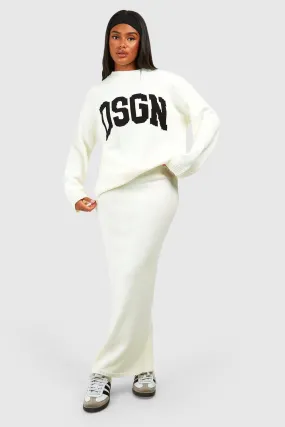 Dsgn Crew Neck Knitted Sweater And Maxi Skirt Set