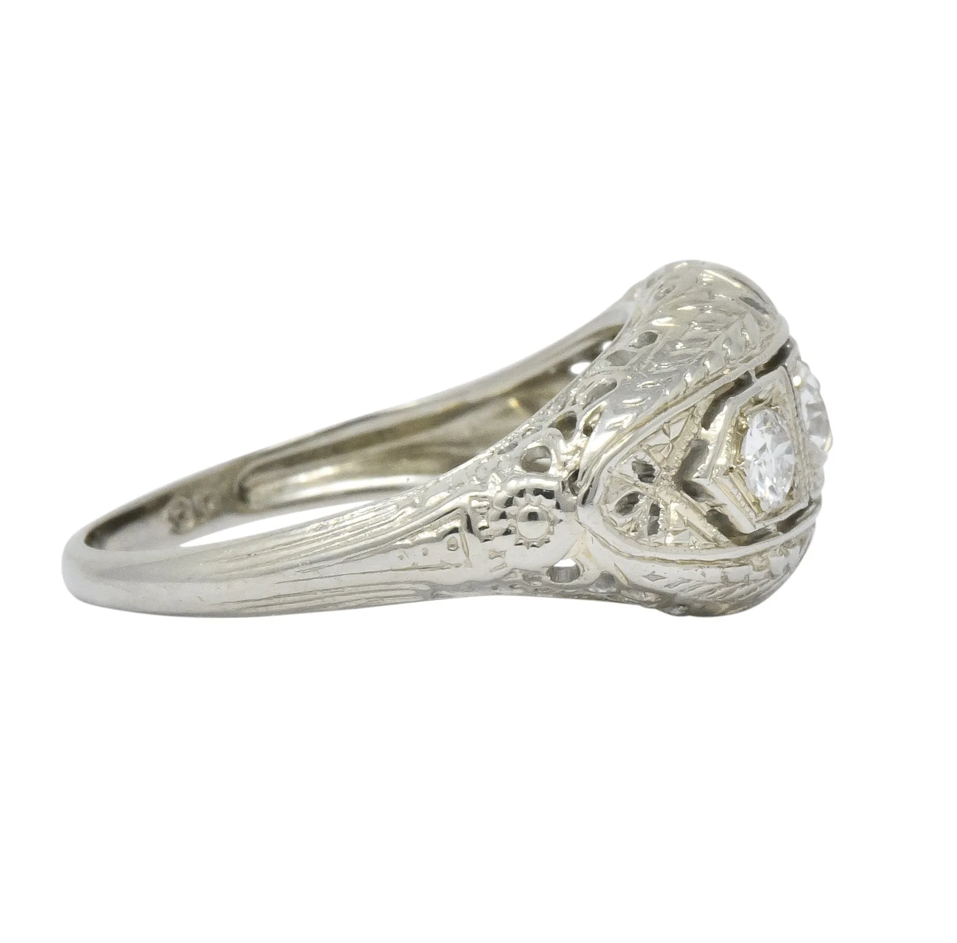 Edwardian 0.40 CTW Diamond 18 Karat White Gold Engagement Ring