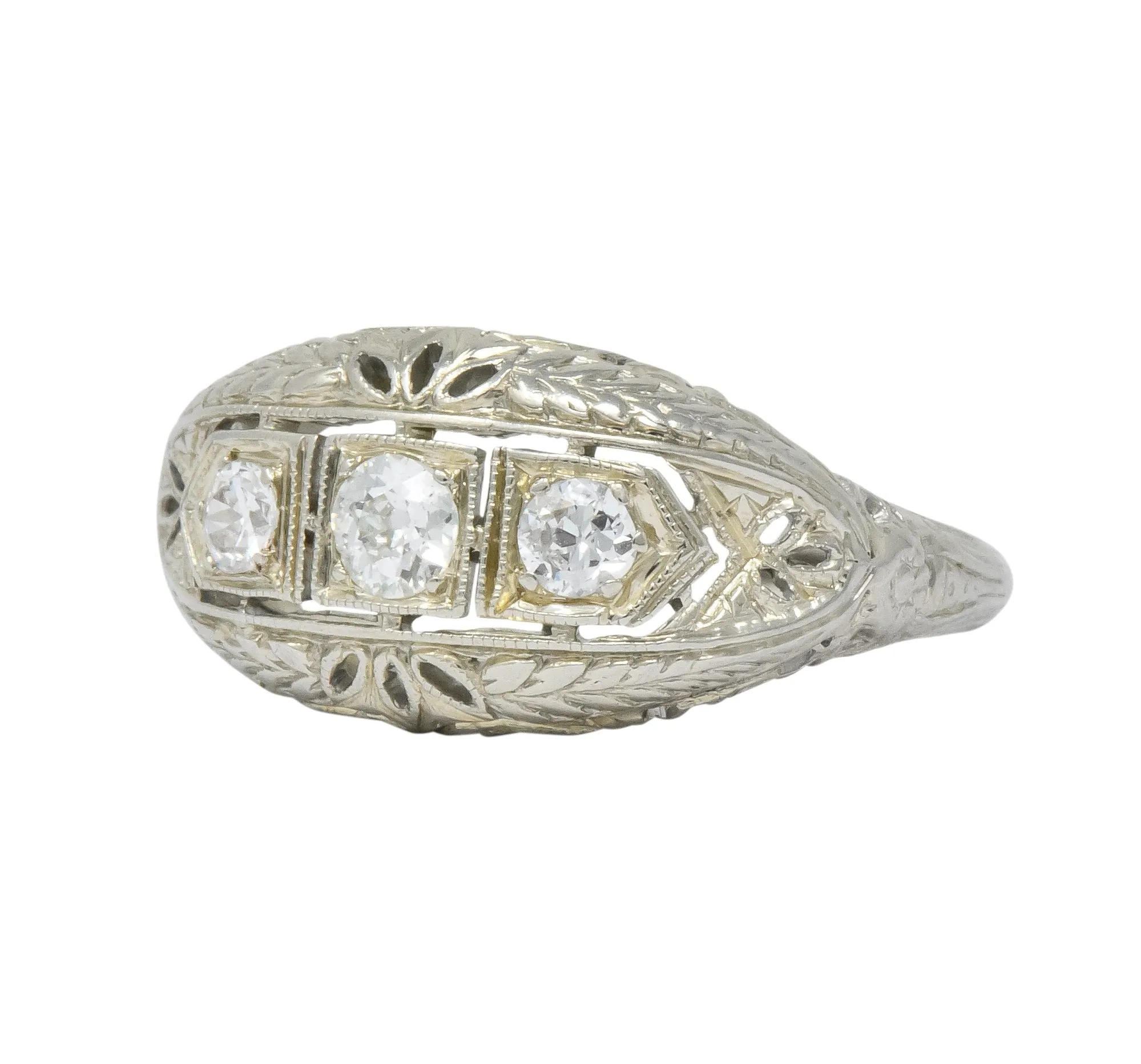 Edwardian 0.40 CTW Diamond 18 Karat White Gold Engagement Ring