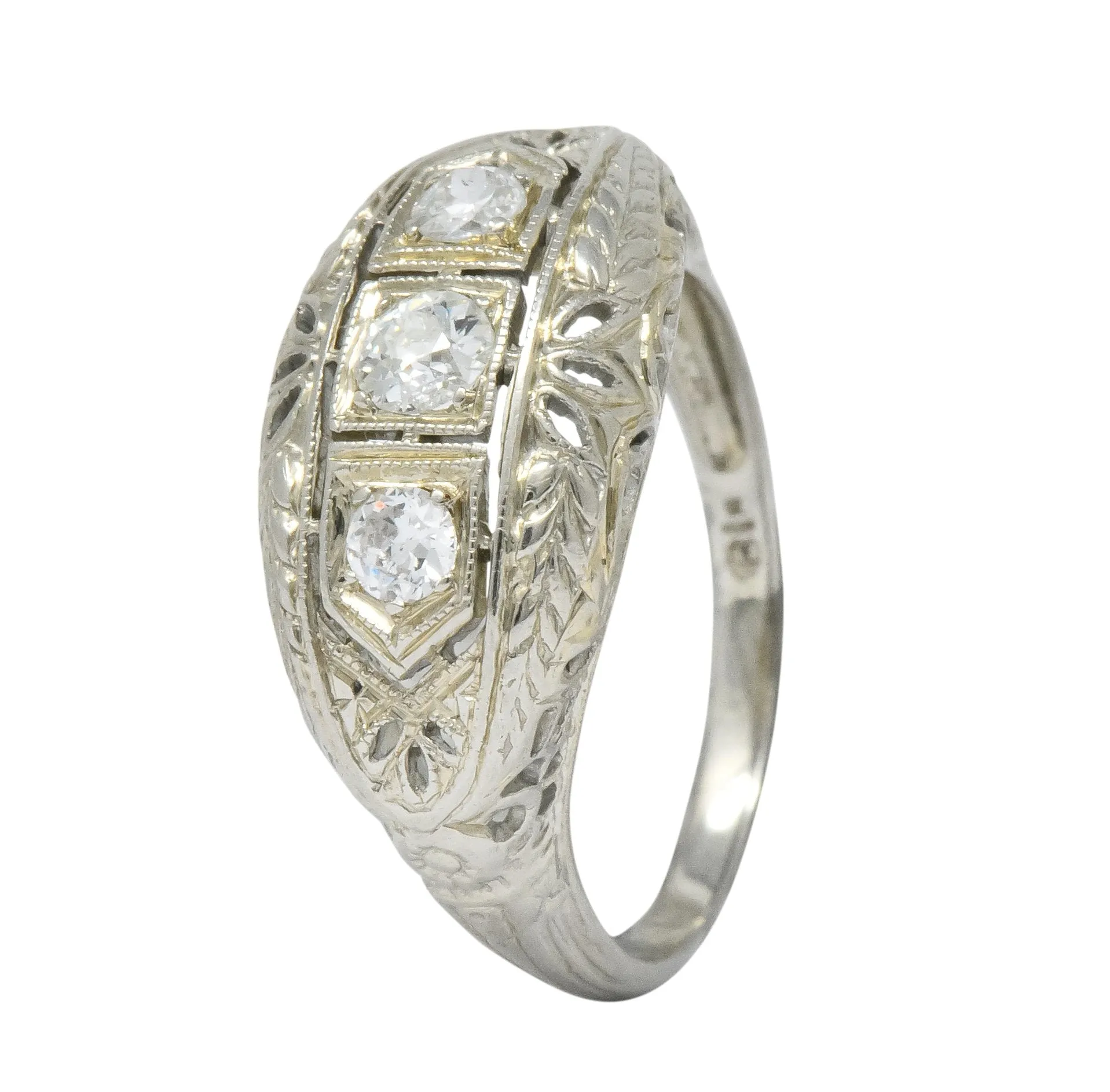 Edwardian 0.40 CTW Diamond 18 Karat White Gold Engagement Ring