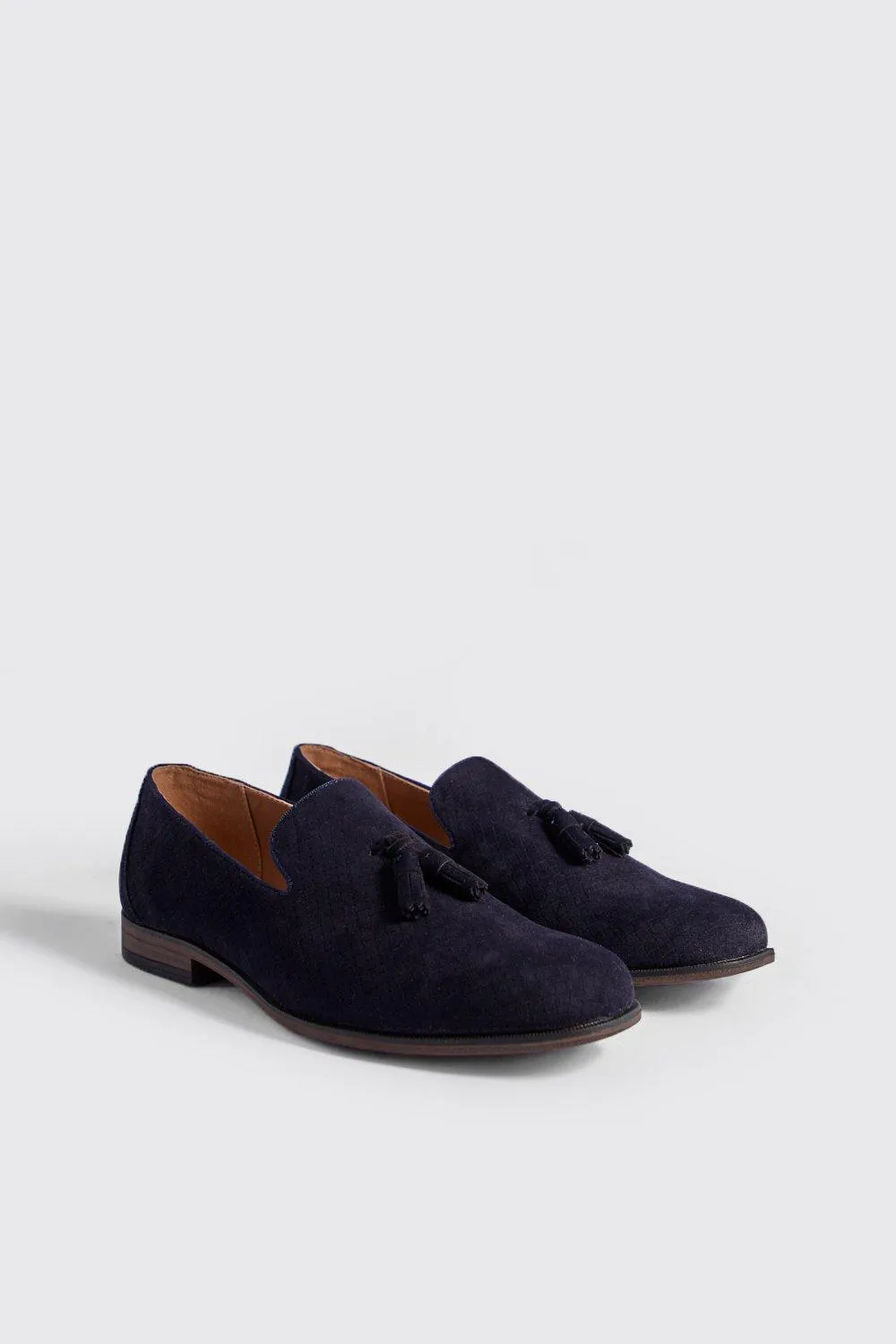 Embossed Weave Faux Suede Tassel Loafer