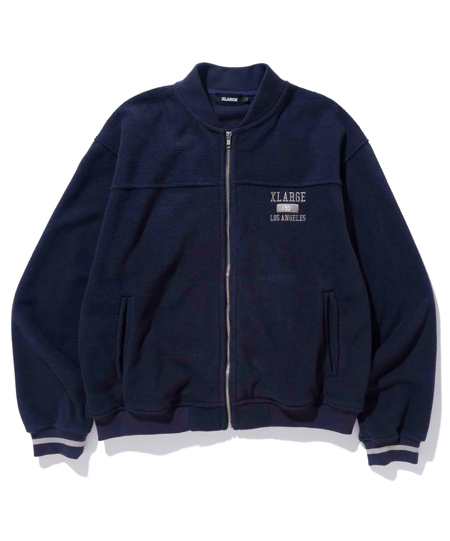 EMBROIDERED RIB LINE FLEECE JACKET