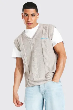 Enjoy Life Embroidered Cable Knit Vest