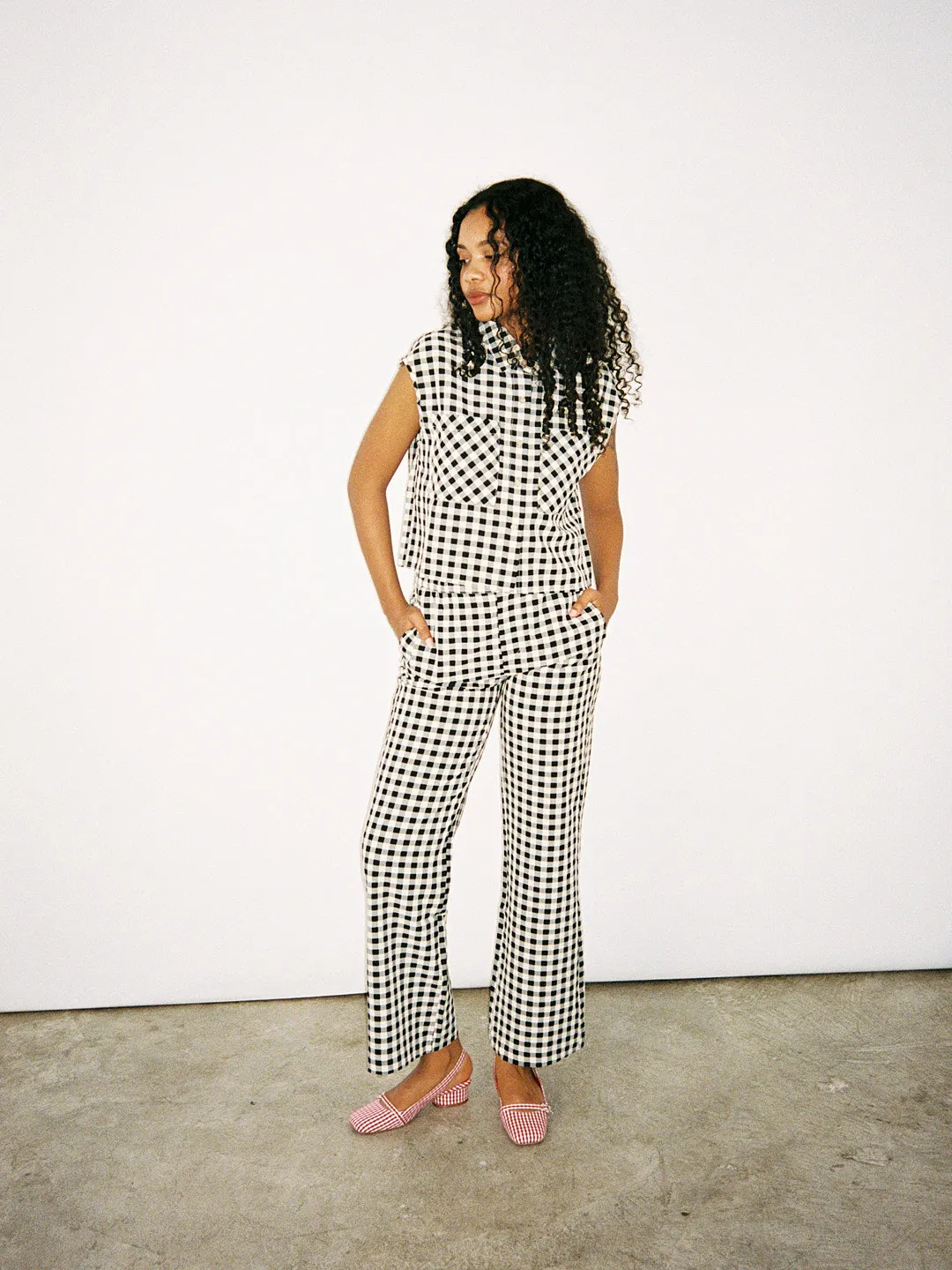 Estelle Button Down - Black Gingham