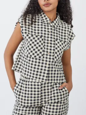 Estelle Button Down - Black Gingham