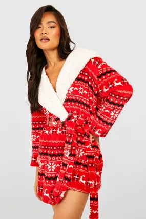 Fairisle Fleece Dressing Gown