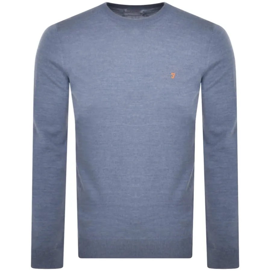 Farah Vintage Mullen Merino Wool Jumper Blue