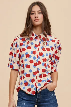 Floral Printed Button Down Blouse