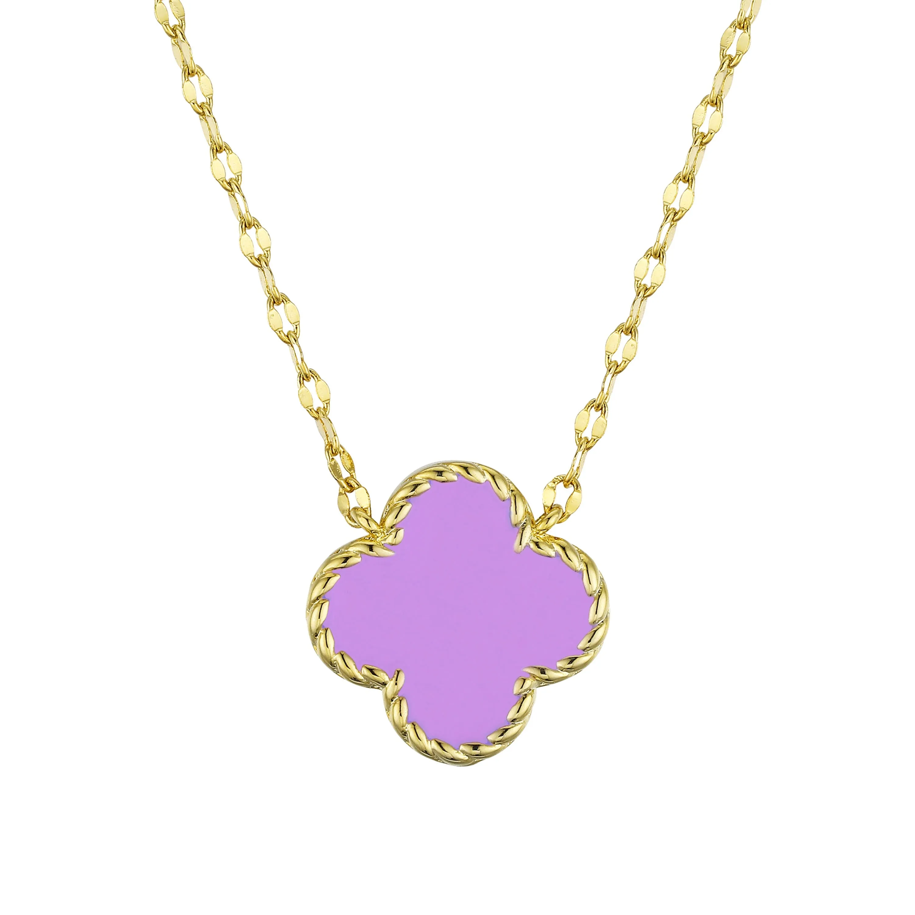 Four Leaf Clover Necklace - Purple