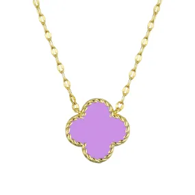 Four Leaf Clover Necklace - Purple