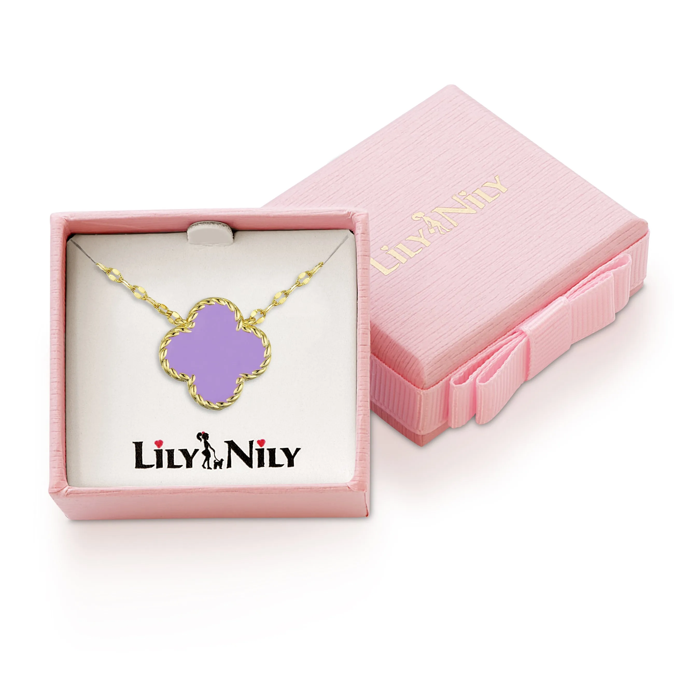 Four Leaf Clover Necklace - Purple