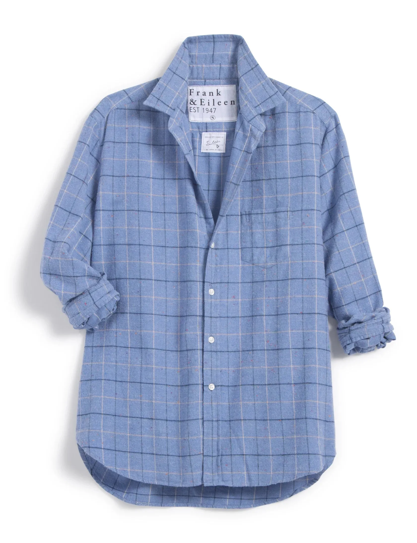 Frank & Eileen EILEEN Flannel Button Down in Light Blue & Black Plaid 