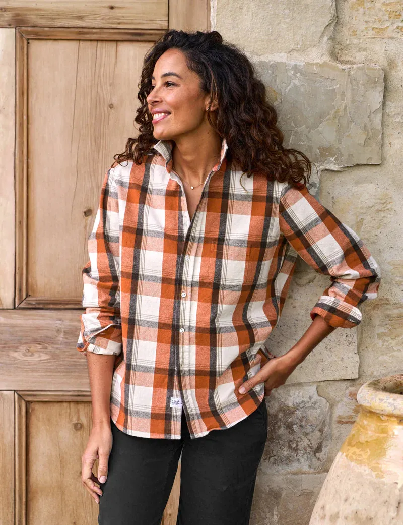 Frank & Eileen EILEEN Flannel Button Down in Pumpkin/Brown Plaid 