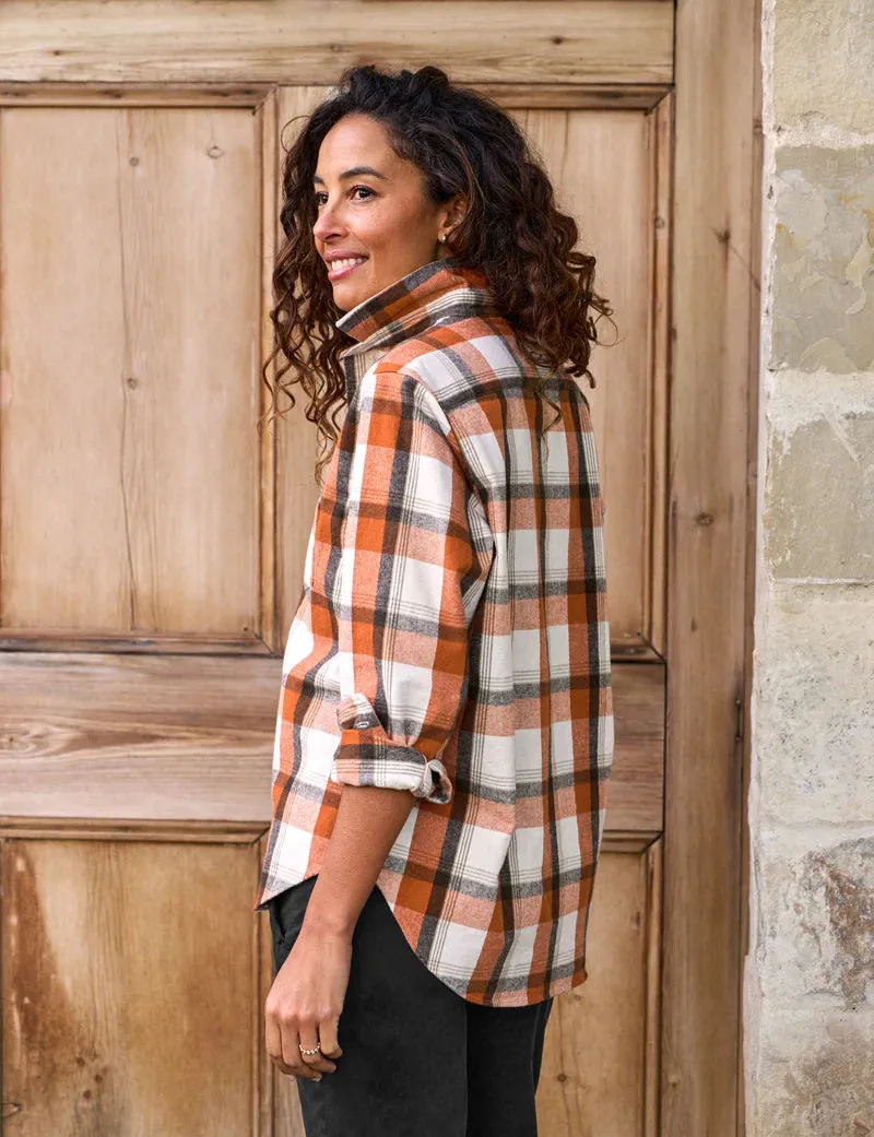 Frank & Eileen EILEEN Flannel Button Down in Pumpkin/Brown Plaid 