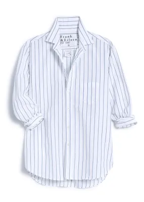 Frank & Eileen EILEEN Linen Blend Button Down in Faded Blue Stripe 