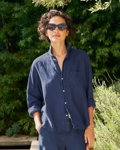 Frank & Eileen EILEEN Washed Linen Button Down in Navy 