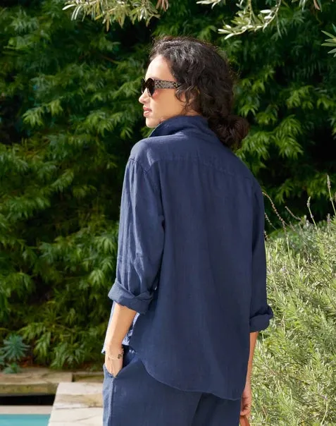 Frank & Eileen EILEEN Washed Linen Button Down in Navy 