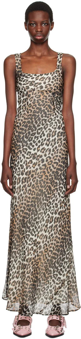 GANNI Brown Printed Maxi Dress