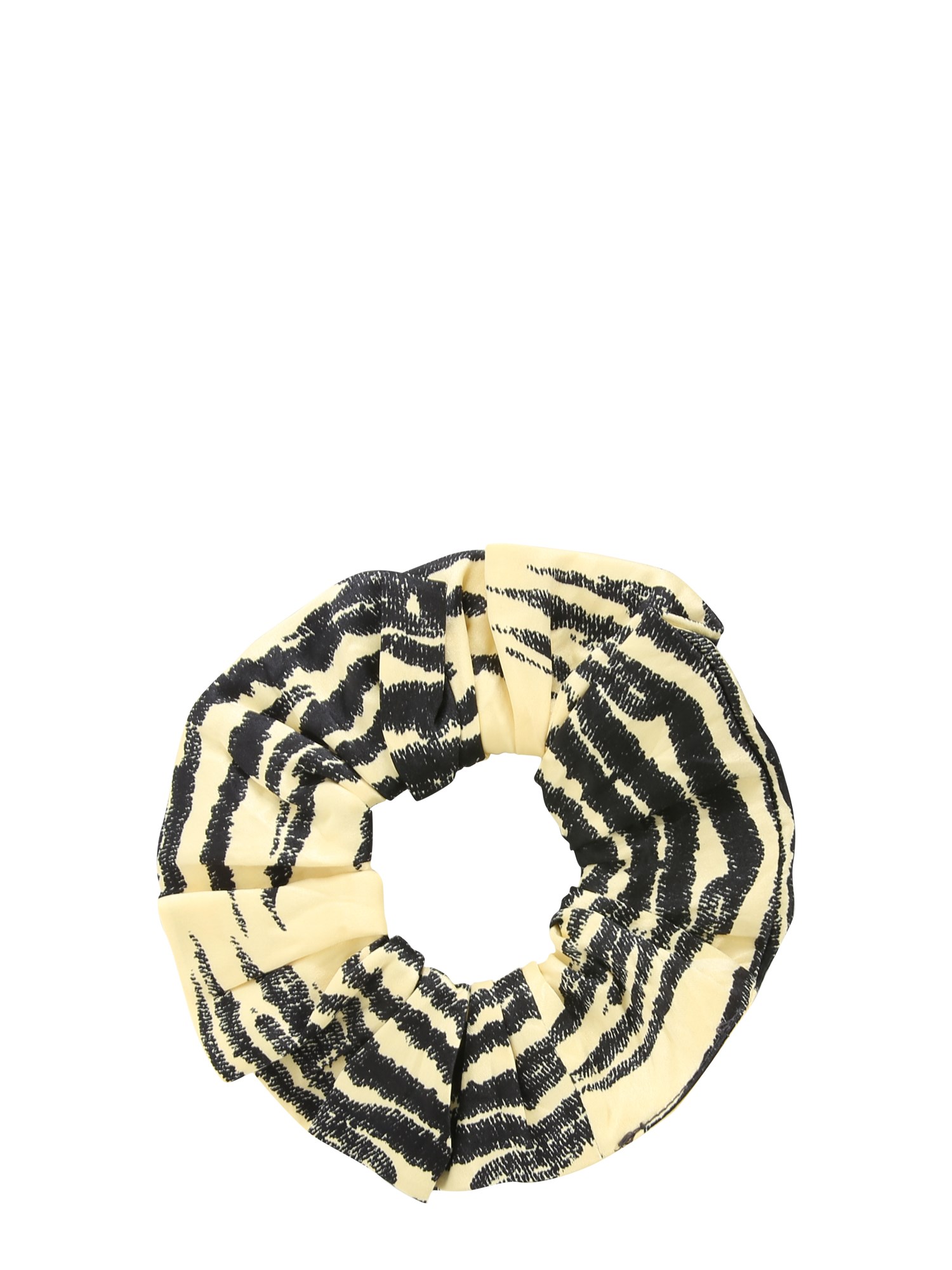 GANNI    CRINKLED SATIN PRINTED SCRUNCHIE