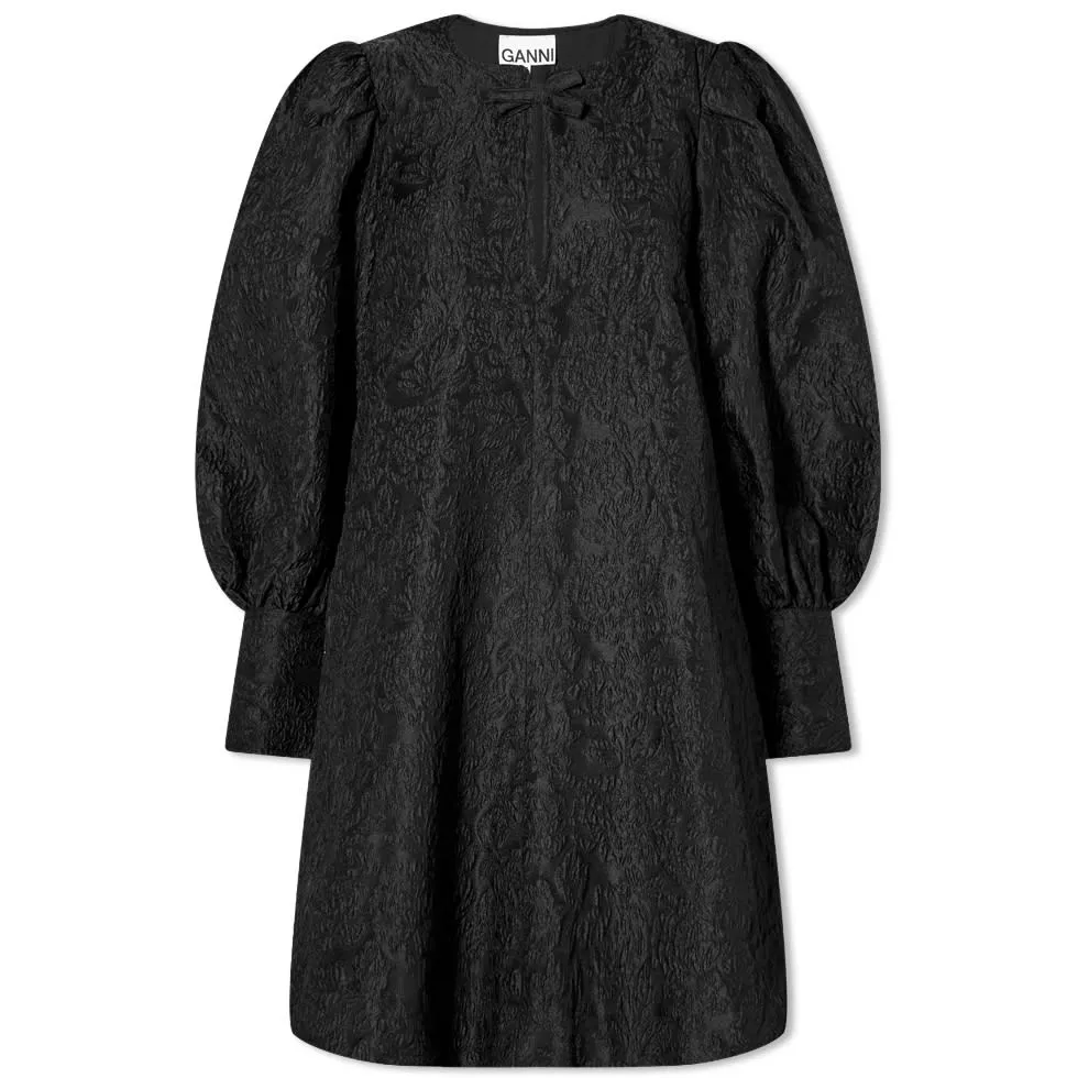 GANNI Jacquard Organza A-Shaped Mini DressBlack