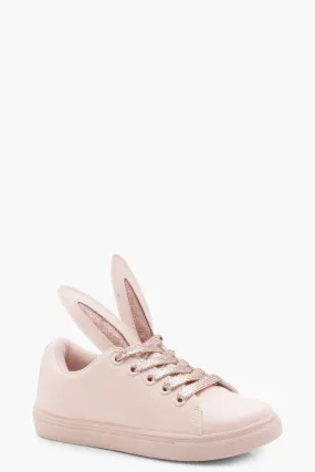 Girls Bunny Ears Lace Up Sneakers