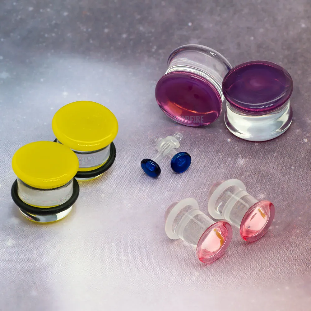 Glass Colorfront Plugs - Amber Purple