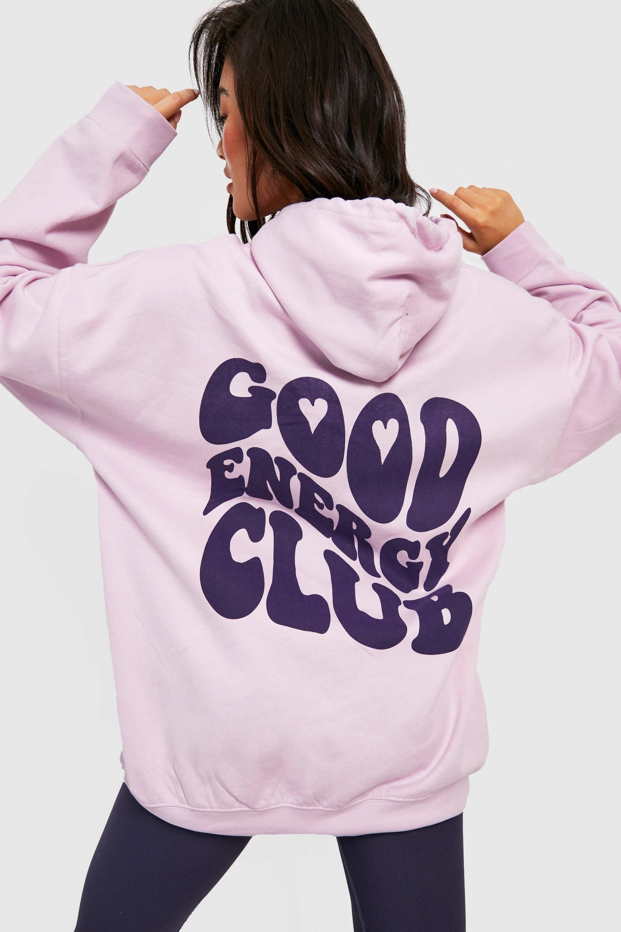 Good Energy Club Slogan Oversized Hoodie